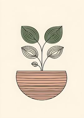 Minimalist Potted Plant Illustration