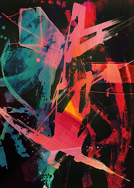 Abstract Painting with Bold Brushstrokes