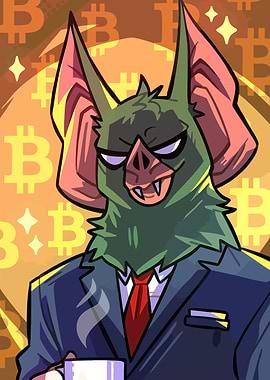 Bat in Suit with Bitcoin