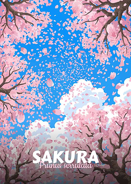 Sakura Cherry Blossom Tree Illustration
