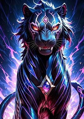 Mystical Panther with Glowing Markings