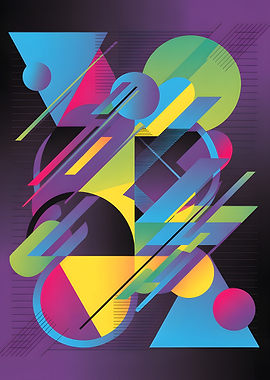 Abstract Geometric Shapes with Gradient Colors