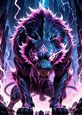 Cyberpunk Panther with Lightning