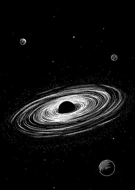 Black Hole and Planets Illustration