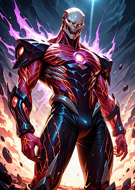 Futuristic armored skeleton warrior