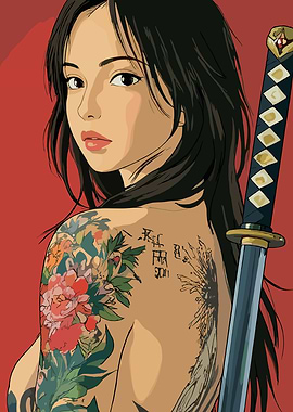 Tattooed Woman with Katana