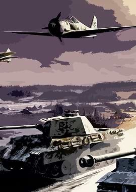 Military Vehicles and Aircraft Illustration