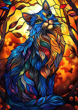 Stained Glass Cat Art