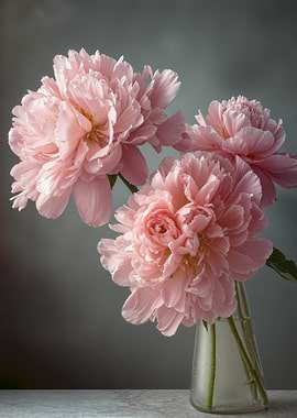 Pink Peonies in Vase Still Life