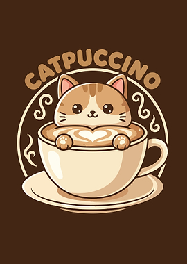 Catpuccino: Cute Cat in Coffee Cup