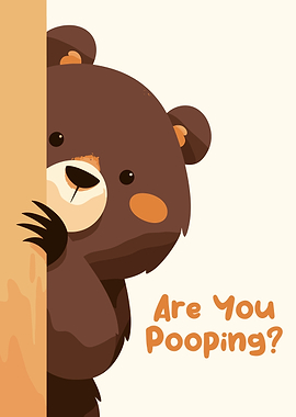Cartoon Bear Peeking with Funny Text