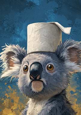 Koala with Toilet Paper Hat