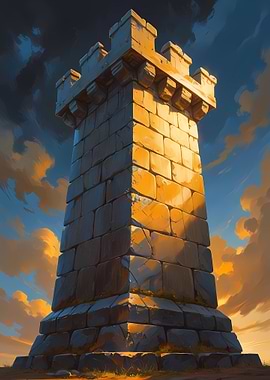 Stone Tower Against Cloudy Sky