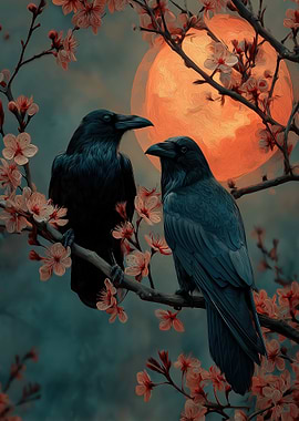 Two Ravens on Blossoming Branch