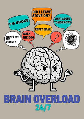 Brain Overload Cartoon Illustration