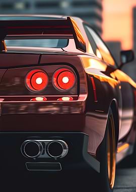 Maroon Sports Car Rear View