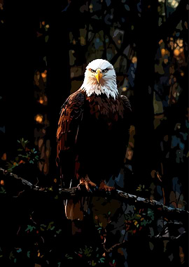 Bald Eagle Perched on Branch