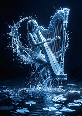 Water Nymph Playing Harp
