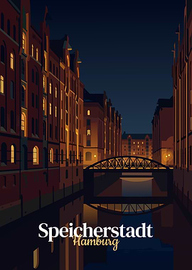 Speicherstadt Hamburg at Night
