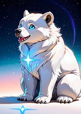 Cartoon Polar Bear with Star
