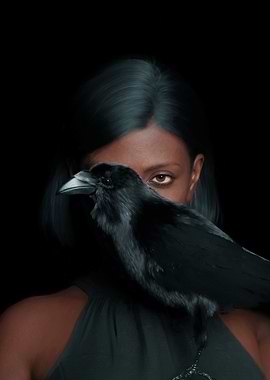 Woman with Raven Portrait