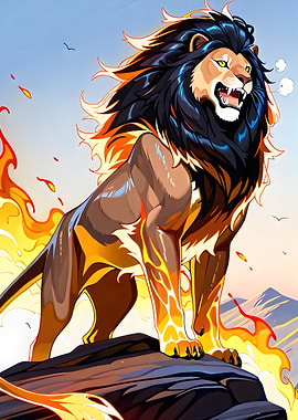 Fiery Lion Digital Art