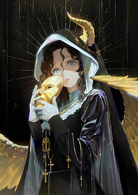 Horned Nun with Golden Mask