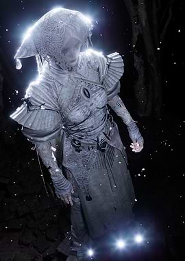 Ethereal Figure in Dark Cave