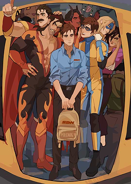 Crowded Ride with Superheroes and More