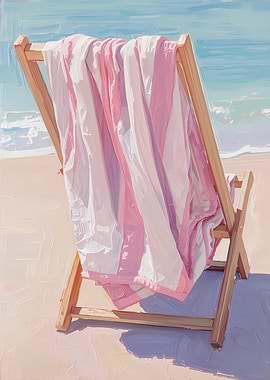 Beach Chair with Pink Striped Towel