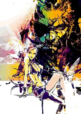 Woman and Abstract Figure Digital Art