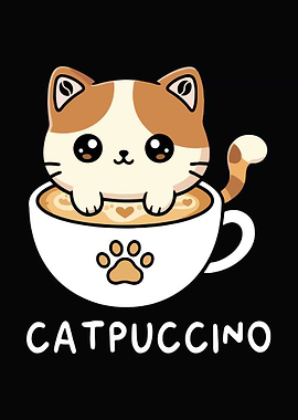 Catpuccino Cute Cartoon Cat Coffee