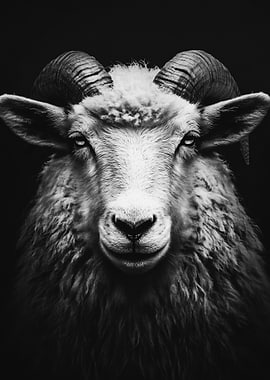 Monochrome Ram Portrait