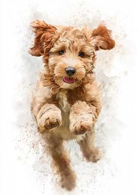 Watercolor Portrait of a Happy Dog