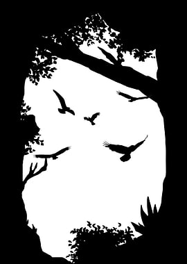 Birds in Flight Silhouette