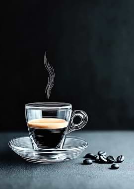 Espresso cup with coffee beans