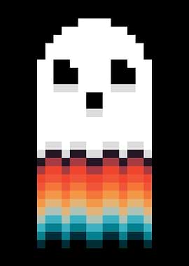Pixel Art Ghost with Sunset Colors