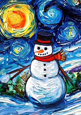 Starry Night Snowman
