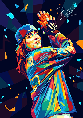 Billie Eilish Colorful Pop Art Portrait