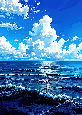 Blue Ocean and Sky Landscape