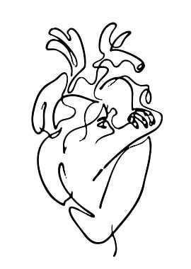Abstract Heart Line Art