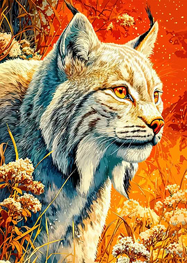 Lynx Portrait in Autumnal Setting