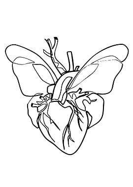 Anatomical Heart with Butterfly Wings