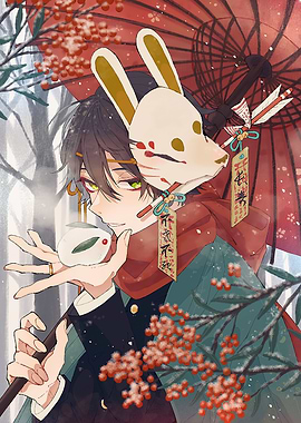 Anime Boy with Rabbit Mask