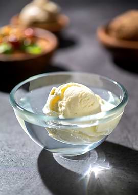 Vanilla Ice Cream in Glass Bowl