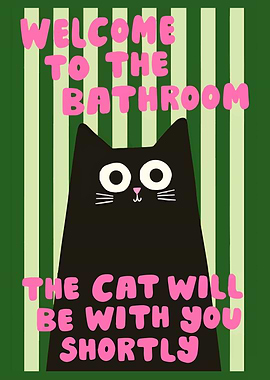 Welcome to the Bathroom Cat Art