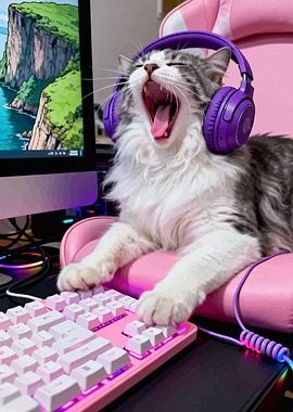 Gamer Cat Yawning