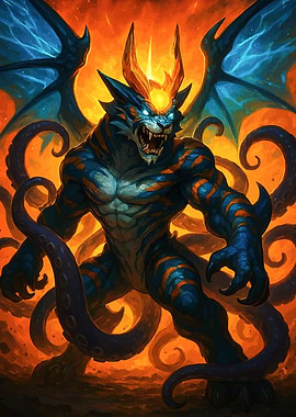 Monster with tentacles and wings