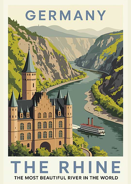 Germany: The Rhine Travel Poster