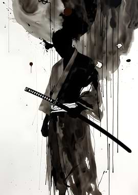 Samurai Ink Wash Painting